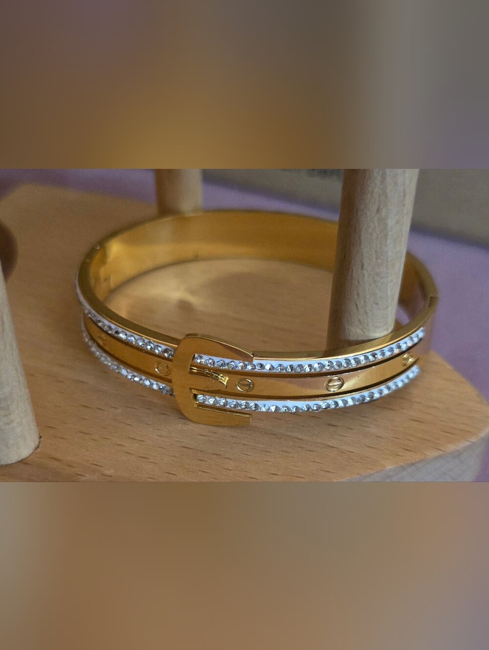 Love Bangle Gold Crystal-Trim Bangle Bracelet - Women Accessories Anti - Tarnish